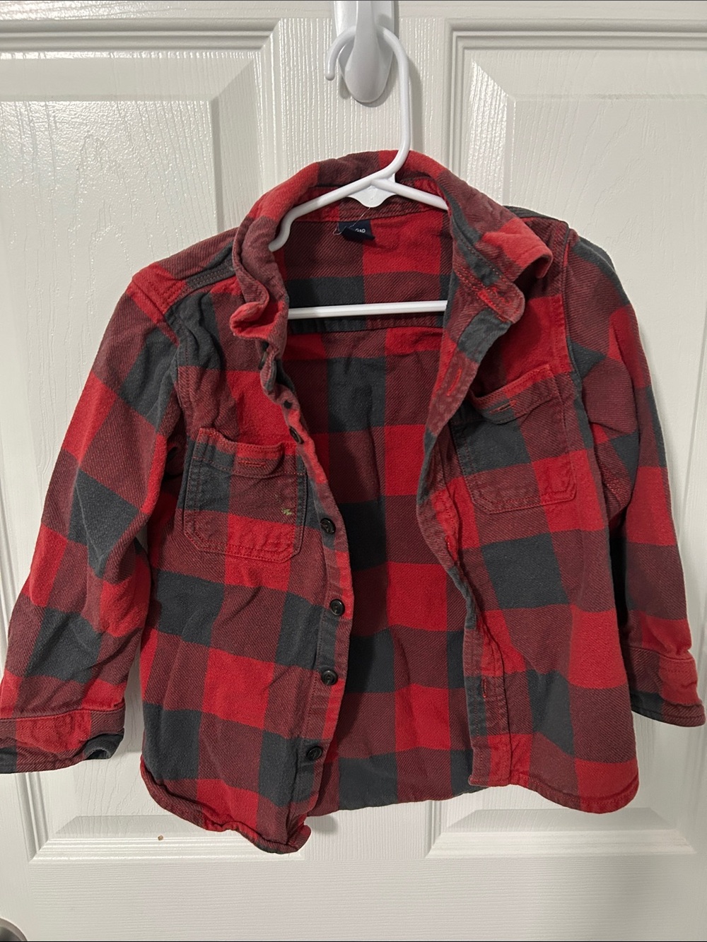 Baby Gap Red and Black Buffalo Plaid Button-Up Shirt Jacket